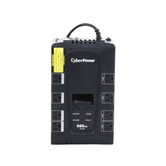 UPS de 685 VA/390 W, Topología Línea Interactiva, Entrada 120 Vca NEMA 5-15P, Tipo Gabinete Compacto, Con 8 Tomas NEMA 5-15R