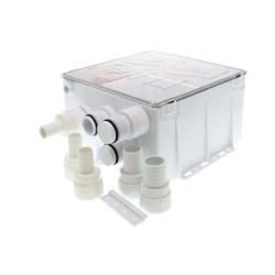 Sistema de desagüe para duchas con bomba de achique de 800 galones por hora a 12 Volts de corriente directa e interruptor de flotación