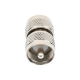 Adaptador Barril en Línea, de Conector UHF Macho (PL-259) a UHF Macho (PL-259), Níquel/ Plata/ Teflón.