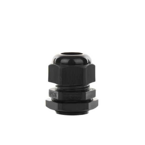 Conector Plástico Negro Tipo Glándula para Cable de 10 a 14 mm de Diámetro.