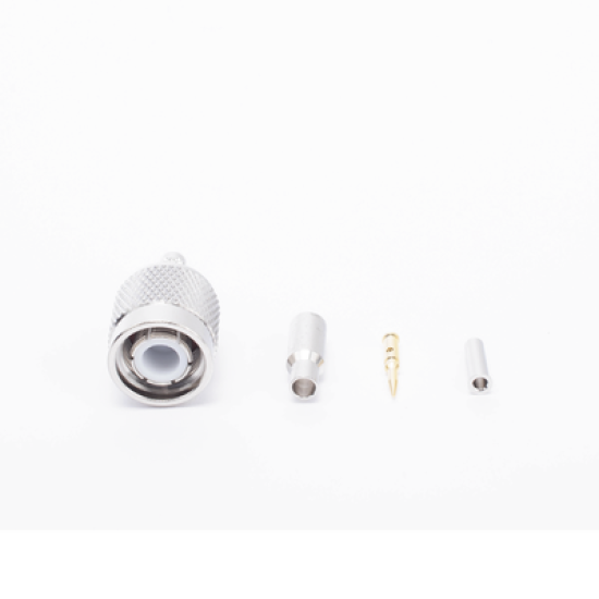 Conector TNC Macho de Anillo plegable  para cables RG-174/U, BELDEN 8216.