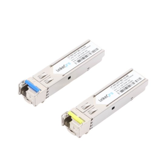 Transceptores Ópticos Industriales Bidireccionales SFP (Mini-Gbic) / Monomodo 1310 & 1550 nm / 1.25 Gbps / 1000BASE-BX / Conector LC/UPC Simplex / DDM / Hasta 5 km / 2 Piezas