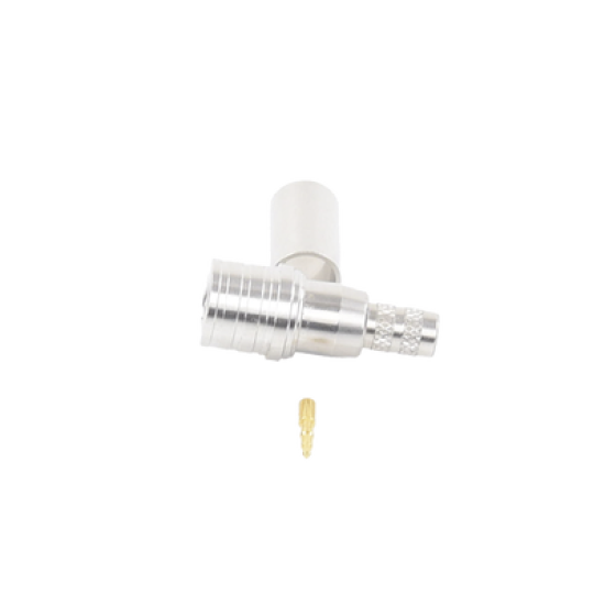 Conector QMA (Quick Mate) Macho, Anillo Plegable para RG-8/X, LMR-240, Bronce Blanco/Oro/Teflón.