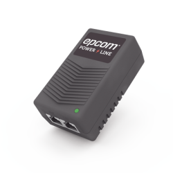 Adaptador de pared / Inyector PoE / 24 Vcc / 1 A / Controlado por chip IC / Protección contra OV, OC, SC, UV/  Fácil de instalar