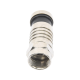 Conector F Macho de Compresión para cable RG-59, Cuerpo de Bronce Niquelado.