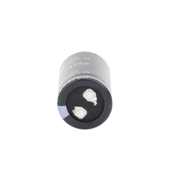 Capacitor Electrolítico de Aluminio, Radial de 470 µFd, 250 Vcc, 105 °C, 25 x 40 mm.