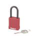 Candado de Bloqueo LOTO de Seguridad Dieléctrico, Con Llave Única, Diámetro de 6.5 mm, Color Rojo
