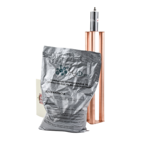 Kit de puesta a tierra de 100 Amperes con Electrodo, Filtro, Acoplador y Compuesto H2Ohm.