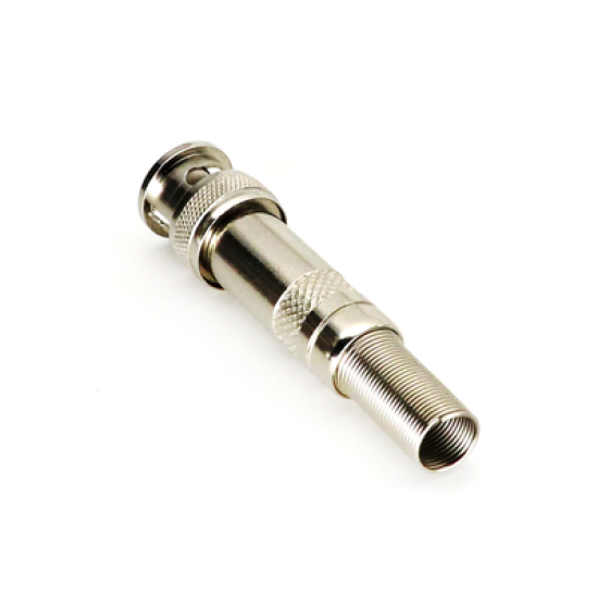 Conector BNC macho de 75 Ohm, con base de resorte para montar a presión cable coaxial RG-59/ Níquel/ Oro/ Teflón. 