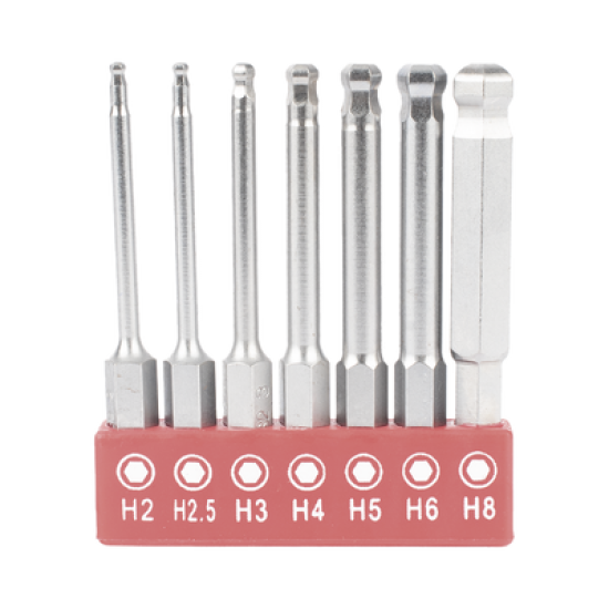 Juego de 7 Puntas Hexagonales / Allen, Milimétricas con Cabeza Redonda  para Destornillador de entrada Hexagonal de 1/4