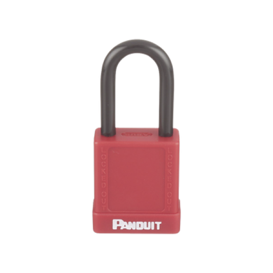 Candado de Bloqueo LOTO de Seguridad Dieléctrico, Con Llave Única, Diámetro de 6.5 mm, Color Rojo