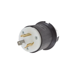Clavija Industrial con Bloqueo de Media Vuelta / 20 A 125 V CA / 2 Polos 3 Hilos / Color Blanco y Negro / Nema L5-20P.