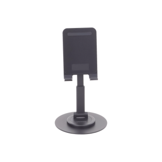 Soporte para Teléfono Celular Giratorio | 360° de Rotación | Angulo Ajustable | Altura Ajustable 17-20cm  | Antideslizante | Ejes Giratorios de Alta Precisión| Plegable | Aluminio | Color Gris