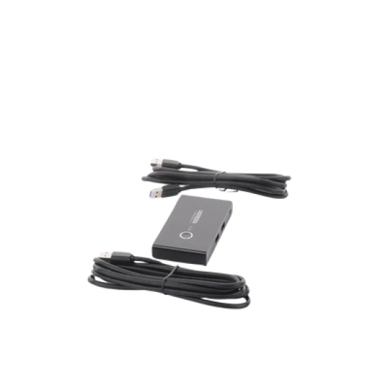 Conmutador USB para Compartir 4 Puertos USB 3.0 a 2 PC Ìs | Cambio Mediante Botón | Incluye Dos Cables USB de 1.5 m | ABS | Permite que 2 Usuarios Compartan 4 Dispositivos Periféricos USB3.0, como una impresora, un escáner, etc.