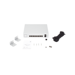 Switch UniFi Administrable de 8 Puertos Gigabit PoE+ 802.3at/af y PoE Pasivo 24V.