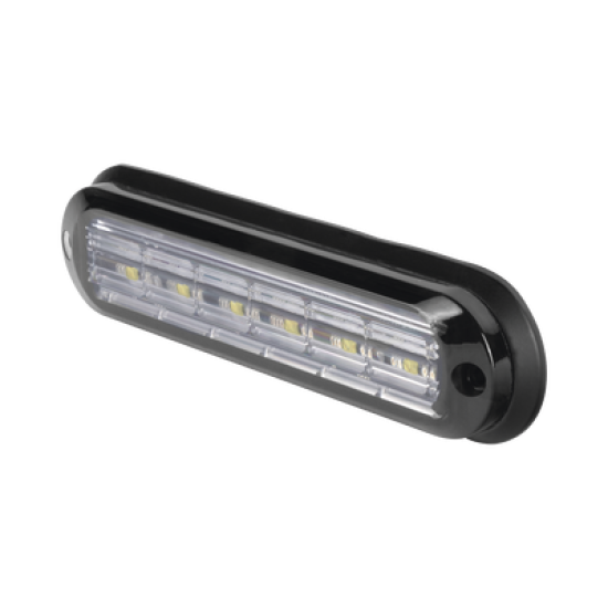 Luz Auxiliar Ultra Brillante  IP67 de 6 LEDs, Color Ambar/Claro, con mica transparente y bisel negro