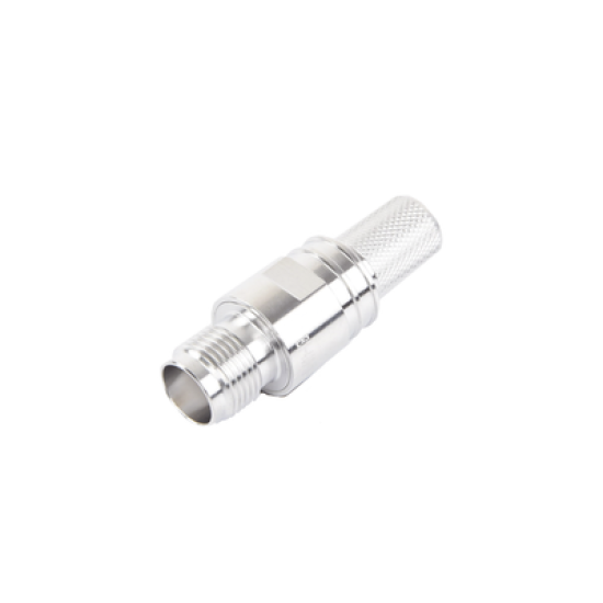 Conector TNC Hembra en Línea, Plegable Hex. con Pin Cautivo para cables Tipo RG-8/U, LMR-400