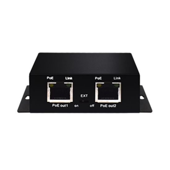 Inyector PoE Extenido Industrial / PoE 802.3 af/at Hasta 30W / Conexión plug and play / Alcance de hasta 250 metros / Aplicaciones CCTV / Alimentación PoE af/at o Vcc 37-57 Vcc