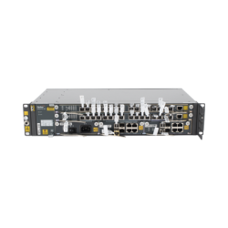 OLT Carrier Class Modular GPON, 2 Ranuras, Incluye 2 Tarjetas de Servicio de 16 puertos GPON, (32 Modulos GPON C+ Incluidos) 1 Fuente de CA, 2 UR, (Incluye Instalación de software UNM2000)