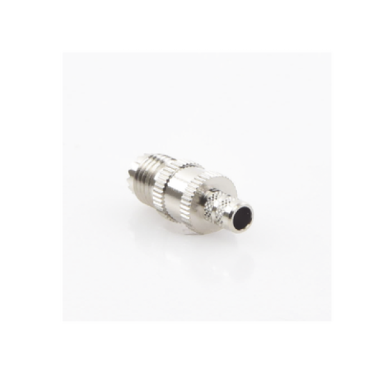 Conector Mini-UHF Hembra en Línea, de Anillo Plegable para Cable Coaxial RG-8/X, 9258, LMR-240, Níquel/ Plata/ Teflón.