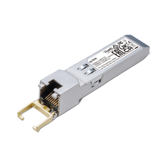Transceptor mini-GBIC SFP+ RJ45 / Admite 10GBASE-T, 5GBASE-T, 2.5GBASE-T, 1000BASE-T y 100BASE-TX /  Distancia Hasta 30 metros / Conector RJ45 (10G)