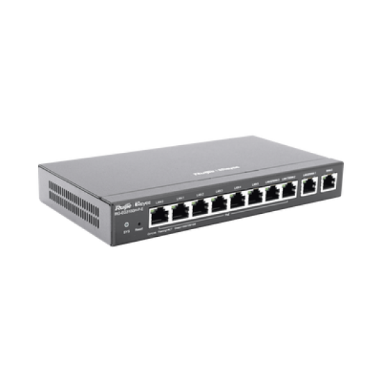 Router Balanceador con Función SD-WAN, 6 puertos LAN  y 2 puertos LAN/WAN POE+ af/at gigabit hasta 110w, 1 puertos LAN/WAN gigabit y 1 Puerto WAN gigabit, hasta 350 clientes con desempeño de 1.5 Gbps asimétricos