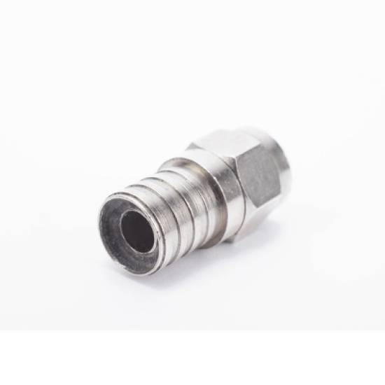 Conector F Macho, 75 Ohm, Plegable para Cable RG-6/U sin pin, Niquel/Polietileno.