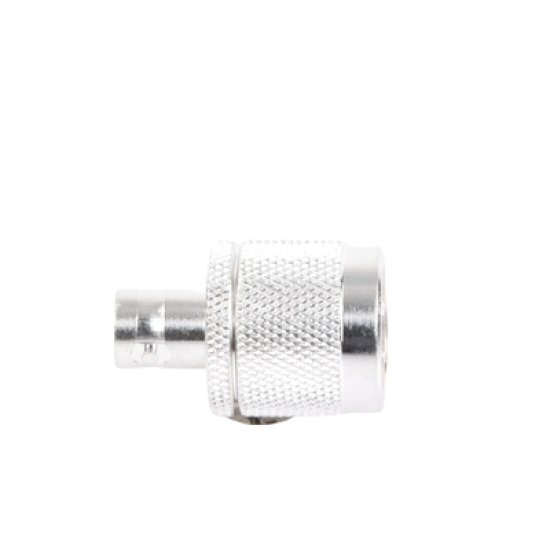 Adaptador en Línea de Conector N Macho a BNC Hembra, Plata/ Oro/ Teflón.