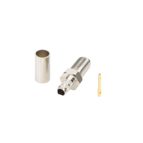 Conector SMA Hembra de Anillo Plegable para Cable RG-58/U, Niquel/ Oro / Teflón.