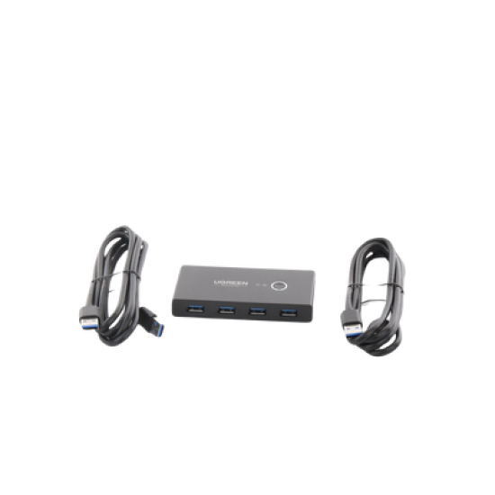 Conmutador USB para Compartir 4 Puertos USB 3.0 a 2 PC Ìs | Cambio Mediante Botón | Incluye Dos Cables USB de 1.5 m | ABS | Permite que 2 Usuarios Compartan 4 Dispositivos Periféricos USB3.0, como una impresora, un escáner, etc.