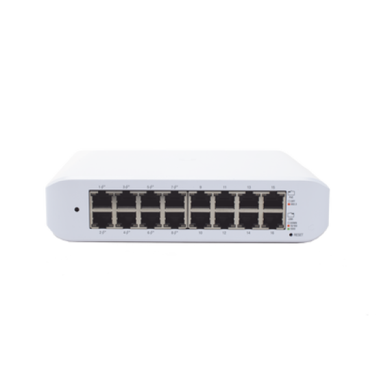 Switch UniFi Lite Administrable PoE de 16 Puertos 10/100/1000 Mbps (8 puertos 802.3af/at), 45 W 