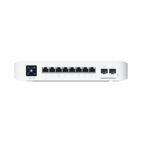Switch UniFi Pro 8 PoE Administrable Capa 3, 8 puertos GbE / (6) puertos POE+ af/at y (2) puertos POE++ 802.3bt / (2) puertos SFP+ 10G / 120W de presupuesto POE 