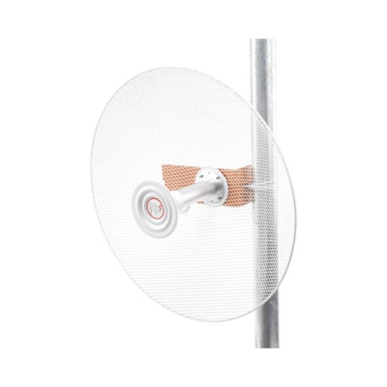 Antena direccional con diseño aerodinámico para minimiza la resistencia al viento, Ganancia de 30 dBi,  frecuencia (4.9 - 6.5 GHz), Polarización doble, incluye montaje para torre o mástil 