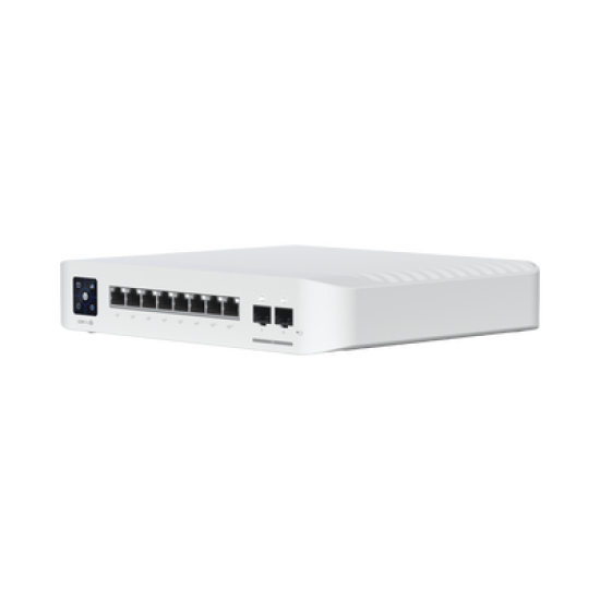 Switch UniFi Pro 8 PoE Administrable Capa 3, 8 puertos GbE / (6) puertos POE+ af/at y (2) puertos POE++ 802.3bt / (2) puertos SFP+ 10G / 120W de presupuesto POE 