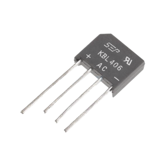 Puente Rectificador de Silicio, 4 Amp. 600 Volt, Fase Sencilla, Encapsulado KBL.