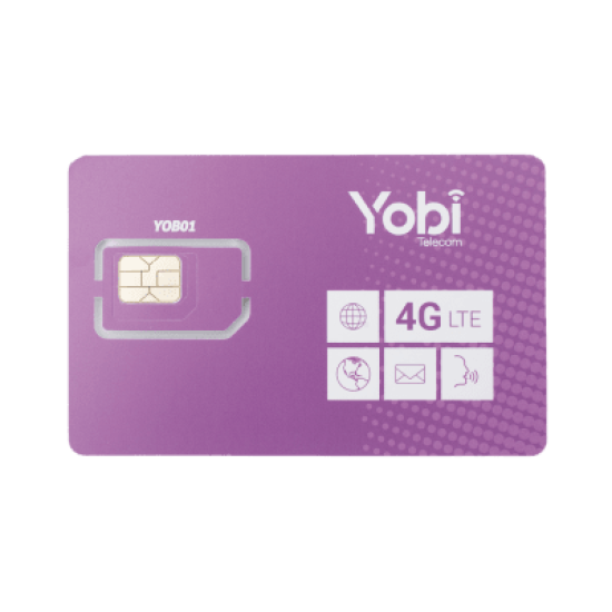 SIM Yobi para dispositivos móviles 3G/4G, 5GB Mensual por 1 año de servicio (solo datos)