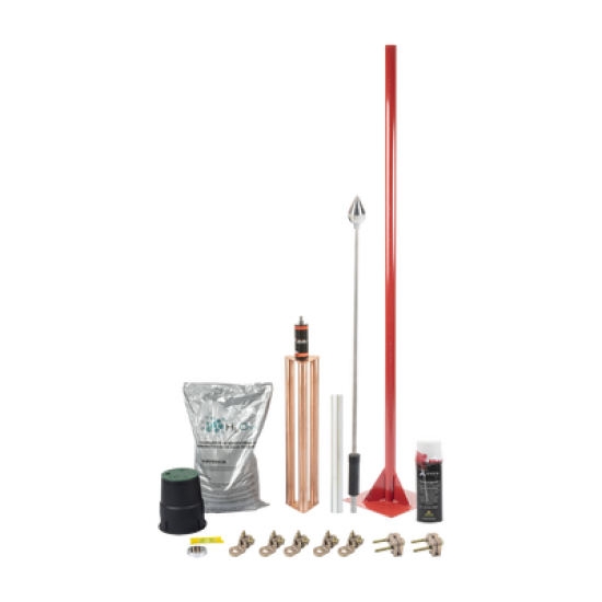 Kit Pararrayo con Punta en Aluminio con Accesorios para Protección de Diámetro de 160 m.