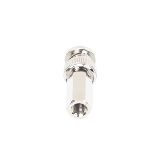 Conector BNC Macho de Ensamble Roscable (Hex.) en Sentido de las Manecillas de Reloj para Cable Coaxial RG-59/U, Níquel/ Oro/ Delrin.