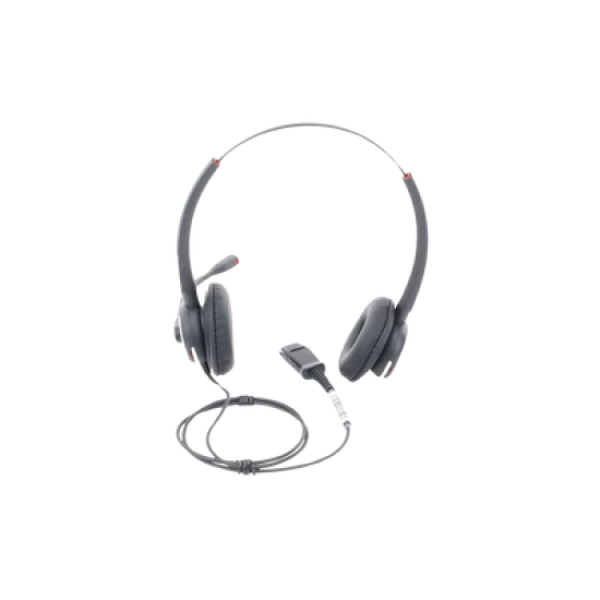 Diadema binaudal (duo) con tecnología antishock para teléfonos IP FANVIL y Polycom con micrófono de cancelación de ruido, larga durabilidad 