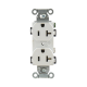 Contacto Dúplex 20 A, 125 V,  2 Polos, 3 Hilos, Cableado Posterior y  Lateral, Color Blanco (Nema 5-20R).