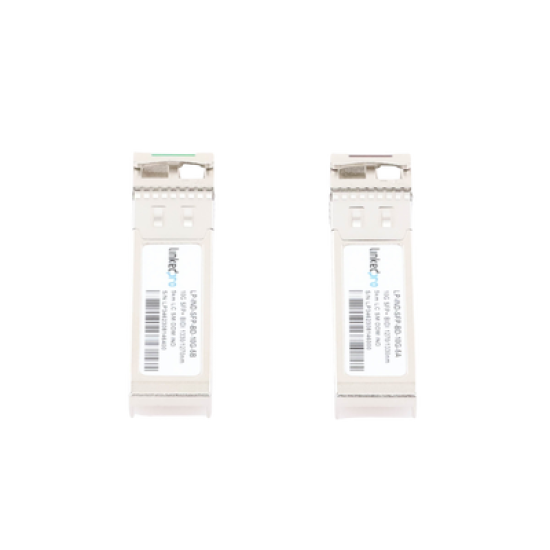 Transceptores Ópticos Industriales Bidireccionales SFP+ (Mini-Gbic) / Monomodo 1270 & 1330 nm / 10 Gbps / 10GBASE / Conector LC/UPC Simplex / DDM / Hasta 5 km / 2 Piezas