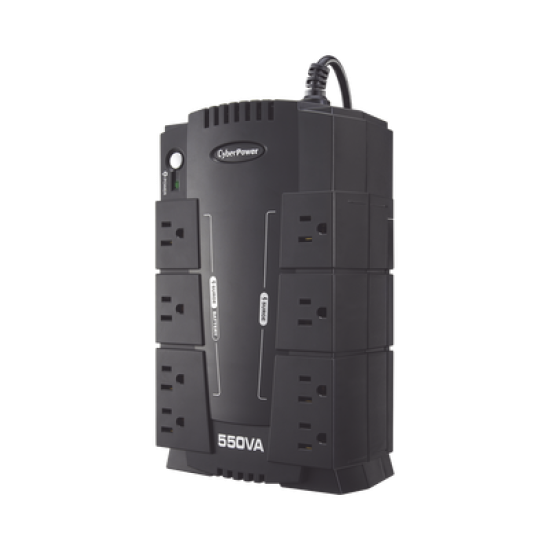 UPS de 550 VA/330 W, Topología Standby, Entrada 120 Vca NEMA 5-15P, Tipo Gabinete Compacto, Con 8 Tomas NEMA 5-15R