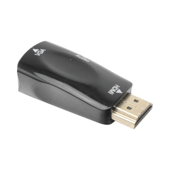 Adaptador (Convertidor) HDMI a VGA  / HDMI Macho a VGA Hembra / Resolución 1920x1080 @ 60Hz  / Adaptador de Audio de 3.5 mm / Chapado en Níquel