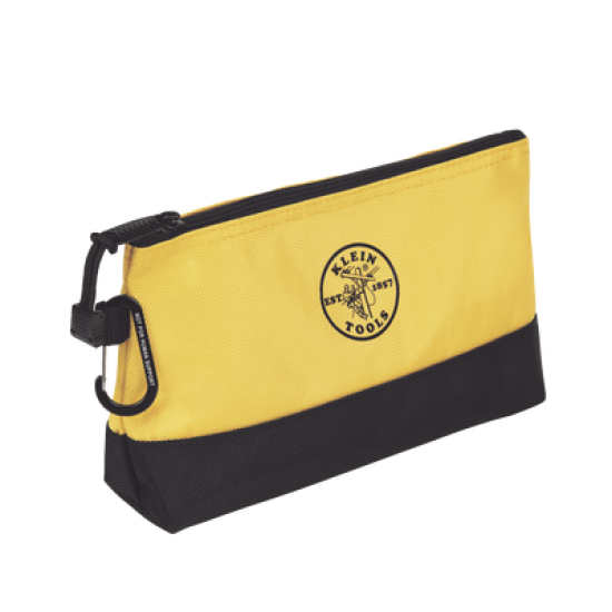 KIT 5 Bolsos Ultra Resistentes para Herramientas con Base y cierre Zipper, Colores: gris claro, amarillo, naranja, azul, gris oscuro. Todos con Mosquetones de Aluminio.