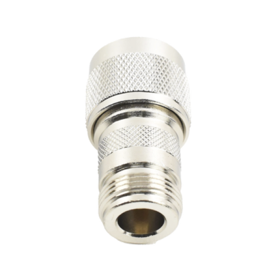 Adaptador en Línea, de Conector N Macho Inverso a N Hembra, Níquel/ Oro/ Teflón.