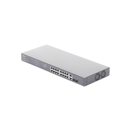 Switch no administrable de 16 puertos 10/100/1000Mbps y PoE af/at, 2 puertos SFP hasta 250W.