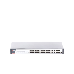 Switch Gigabit PoE+ / Administrable / 24 Puertos 1000 Mbps PoE+ / 4 Puertos 1000 Mbps + 4 Puertos SFP de Uplink / 370 Watts / Soporta IGMP