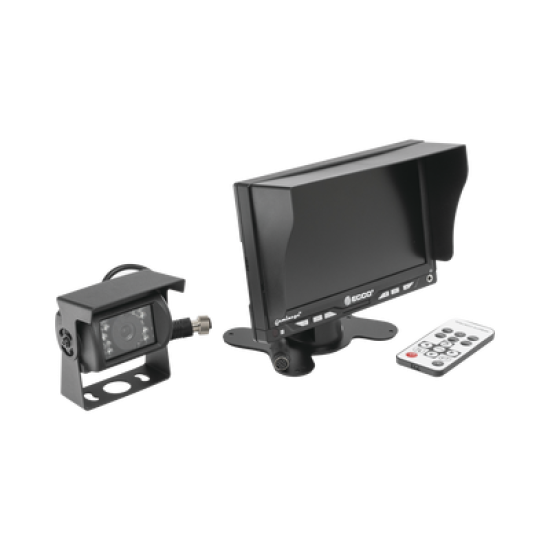 Sistema Profesional Alámbrico  de Cámara de Reversa y Monitor para Vehículos de Trabajo y Montacargas