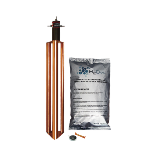 Kit de Puesta a Tierra de 100 Amperes con Electrodo, Filtro y Compuesto H2Ohm.