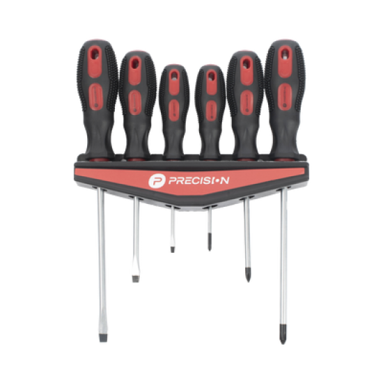 Juego de 6 desarmadores CrV con organizador y Mango Bicolor.